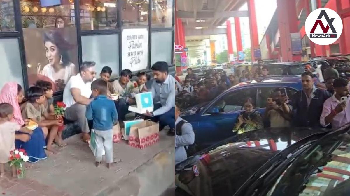 Honey Singh attracts crowd at Electronic Metro Station Noida Sector 63 as he feeds poor children